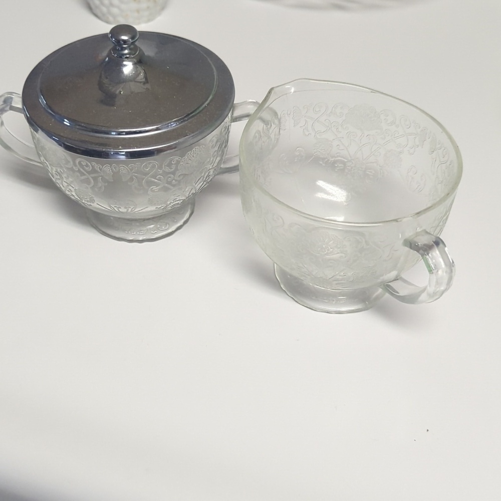 Glass Cream and Sugar Set